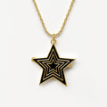 Deco Star Locket (Onyx) - Gold