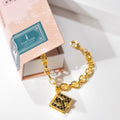 Secret Diary Book Bracelet (Black) - Gold