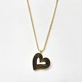 Deco Heart Locket (Onyx & Ivory) - Gold