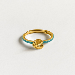 Fortune Cookie Ring (Aquamarine) - Gold