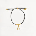 Wishbone String Bracelet (Black) - Gold