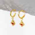 Mini Sacred Heart Earrings - Gold
