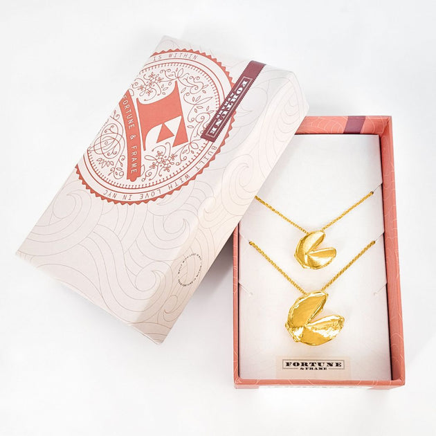Mommy & Me • Signature and Medium Fortune Cookie Locket Set • Fortune