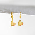 Jeweled Heart Earrings - Gold