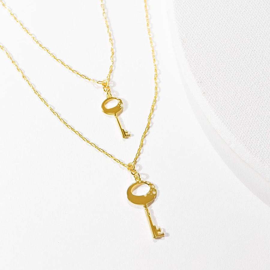 Key Pendant • Gold Key Necklace • Fortune & Frame