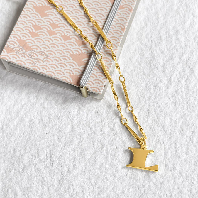 Gold Initial Letter L Pendant Necklace | INXSKY