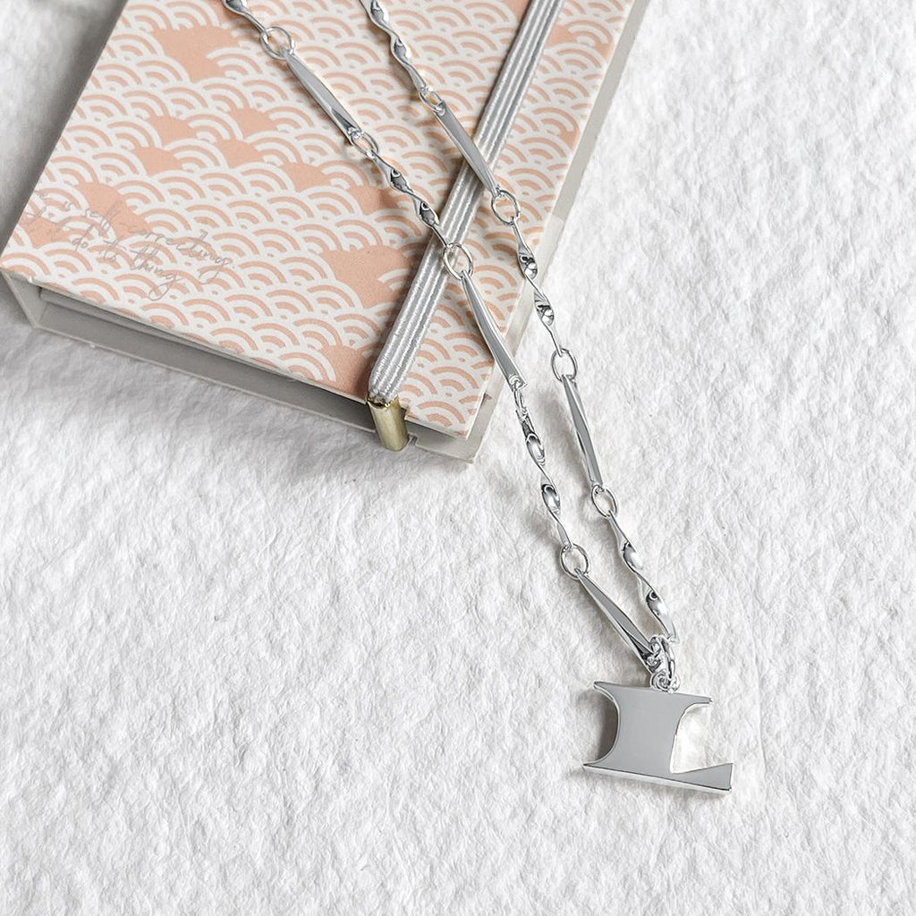 L Silver Initial Necklace Letter L Pendant Fortune Frame