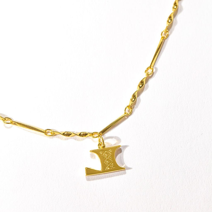 L Gold Initial Necklace • Letter L Pendant • Fortune & Frame
