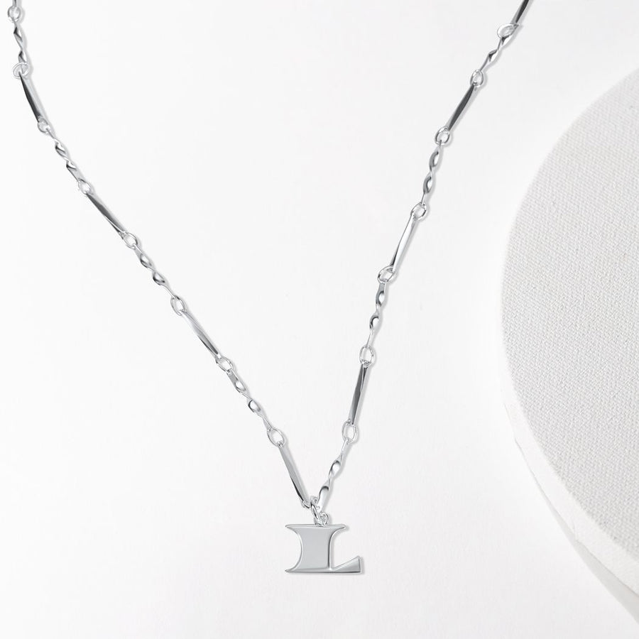 L Silver Initial Necklace • Letter L Pendant • Fortune & Frame