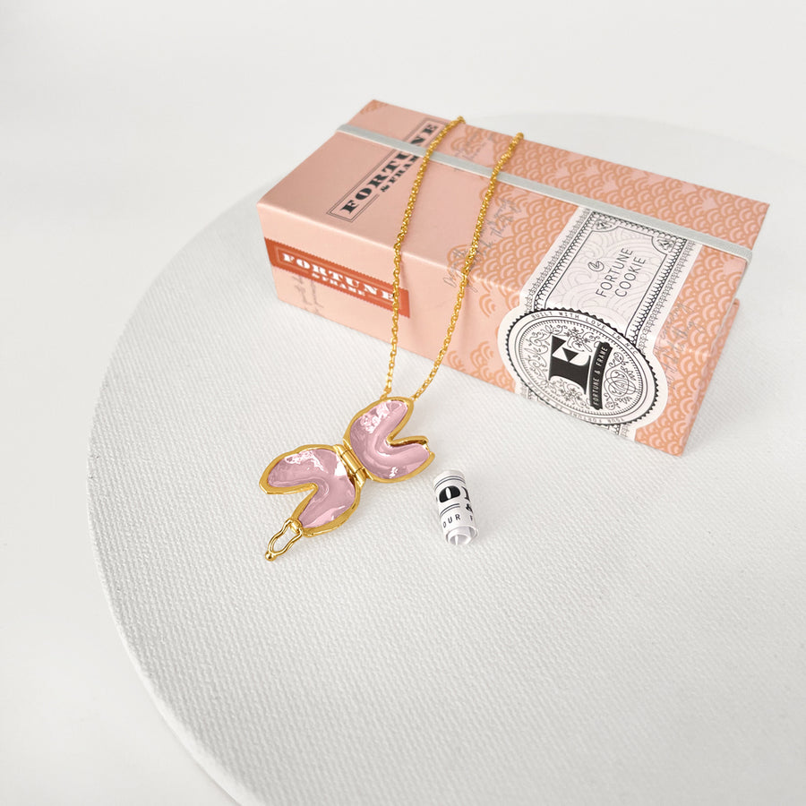 Blush Fortune Cookie Locket • Enamel Jewelry • Fortune & Frame
