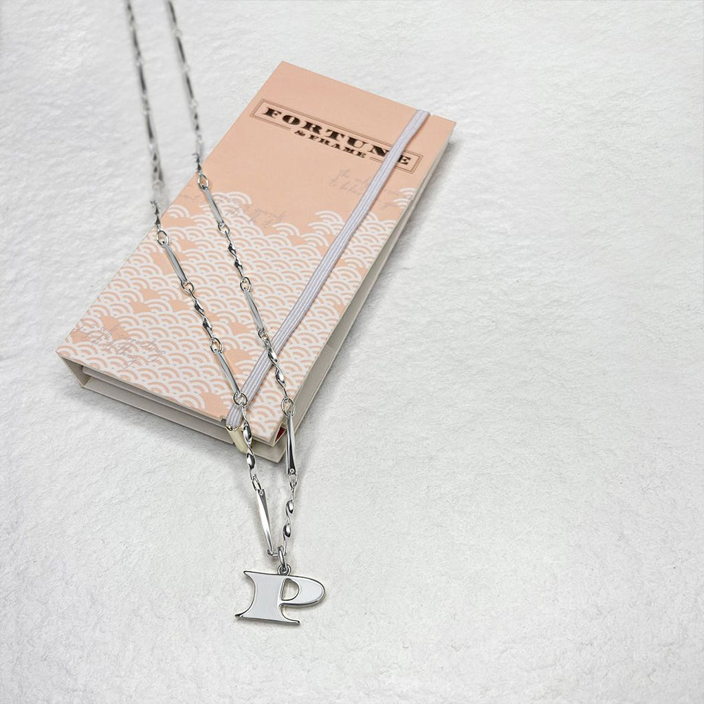 P Silver Initial Necklace • Letter P Pendant • Fortune & Frame