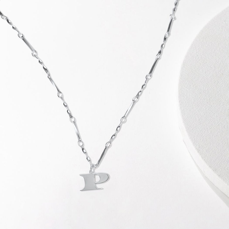 P Silver Initial Necklace • Letter P Pendant • Fortune & Frame