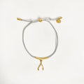 Wishbone String Bracelet (Light Grey) - Gold