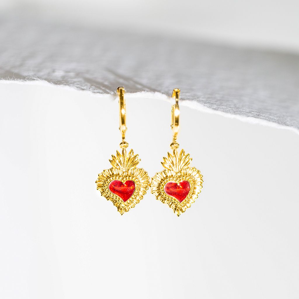 Sacred Heart Earrings • Hoop Earrings • Fortune & Frame