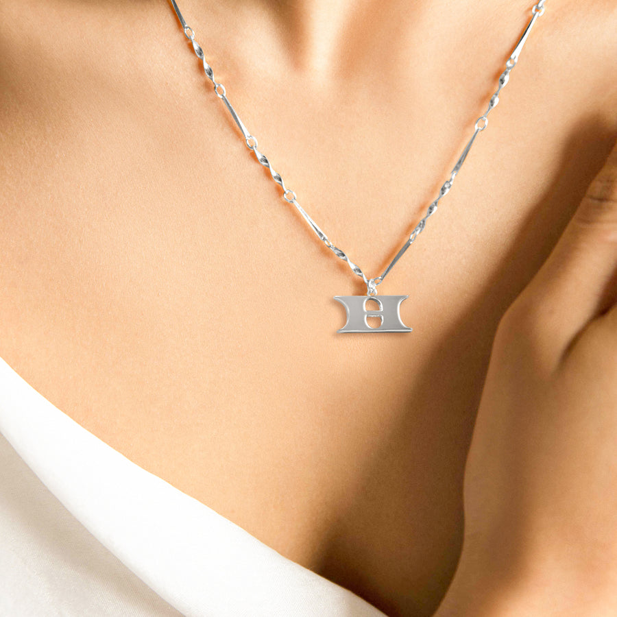 H Silver Initial Necklace • Letter H Pendant • Fortune & Frame